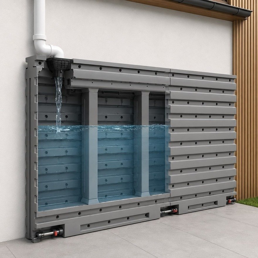 The Rainwater Wall: A Space-Saving Water Harvesting Tank  - Core77