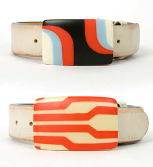 Fused Glass Orange Sherbert Blush Coral Handmade Belt Buckle 3\